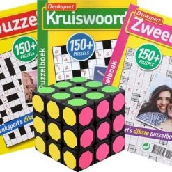 In Round Puzzelboekjes Pakket Met 3 Soorten Denksport En Een 3x3 Speed Cube