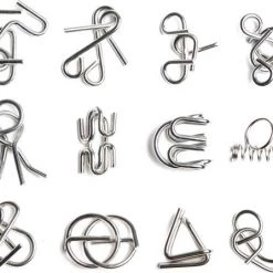 Merkloos IQ Puzzel Set - Breinbreker - IQ Puzzel 3D - Hersenkraker -IQ Puzzel Metaal - Brain Teaser - Brain Games - Brain Puzzle - Set Van 12 IQ Puzzels