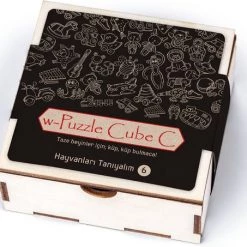 BOOK?NZ? Montessori Houten Breinbrekers W-Puzzel Cube C Laten We De Dieren Leren Kennen