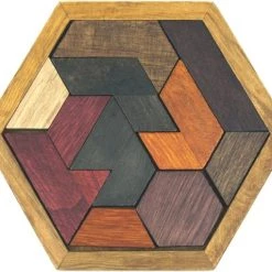 Peachy Houten Hexagon Puzzel - Denkpuzzel - Moeilijk Spelletje En Leuk Als Cadeau