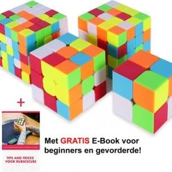 QIYI CUBE QY CUBE 4 In 1 Speed Cube Playset - 2x2 | 3x3 | 4x4 | 5x5 - Rubiks Cube Breinbreker - Incl. E-Book - Luxueuze Speedcube Giftset