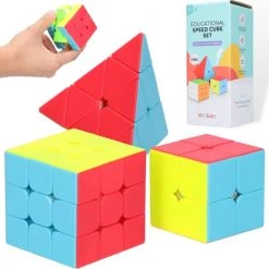 Keebies Rubiks Speed Cube Set - 3x3 / 2x2 - Pyraminx - Breinbreker - Schoencadeautjes Sinterklaas - Incl. Solver / Oplossen Handleiding - 3 Pack