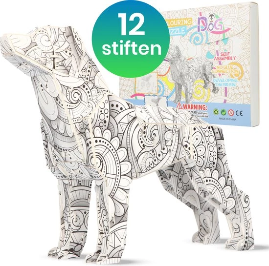 Zenyos Zennyos - 3D Puzzel - Hond - Kleurplaat - Mandala 3 Zenyos Zennyos - 3D Puzzel - Hond - Kleurplaat - Mandala