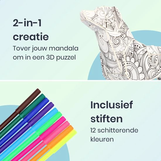 Zenyos Zennyos - 3D Puzzel - Hond - Kleurplaat - Mandala 10 Zenyos Zennyos - 3D Puzzel - Hond - Kleurplaat - Mandala - Afbeelding 8