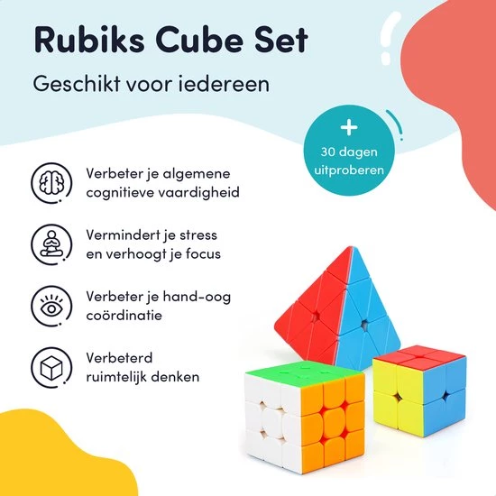Keebies Rubiks Speed Cube Set - 3x3 / 2x2 - Pyraminx - Breinbreker - Schoencadeautjes Sinterklaas - Incl. Solver / Oplossen Handleiding - 3 Pack 8 Keebies Rubiks Speed Cube Set - 3x3 / 2x2 - Pyraminx - Breinbreker - Schoencadeautjes Sinterklaas - Incl. Solver / Oplossen Handleiding - 3 Pack - Afbeelding 6