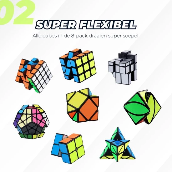 Qiyi Speed Cube - Speed Cube Set 8 Stuks - Speed Cube Giftset - Magic Cube - Kubus Puzzel - Breinbrekers - Voor Kinderen En Volwassenen 5 Qiyi Speed Cube - Speed Cube Set 8 Stuks - Speed Cube Giftset - Magic Cube - Kubus Puzzel - Breinbrekers - Voor Kinderen En Volwassenen - Afbeelding 3