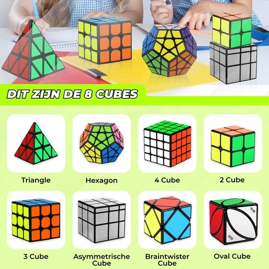 Qiyi Speed Cube - Speed Cube Set 8 Stuks - Speed Cube Giftset - Magic Cube - Kubus Puzzel - Breinbrekers - Voor Kinderen En Volwassenen 7 Qiyi Speed Cube - Speed Cube Set 8 Stuks - Speed Cube Giftset - Magic Cube - Kubus Puzzel - Breinbrekers - Voor Kinderen En Volwassenen - Afbeelding 5
