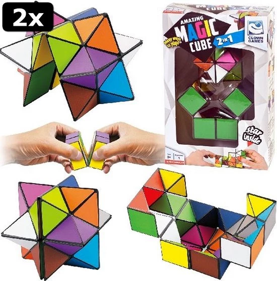 2x Clown Games 2in1 Magic Cube 3 2x Clown Games 2in1 Magic Cube
