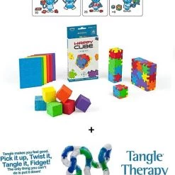 Happy Cube Original 6 Pack & Tangle Relax Therapy - COMBO 2-PACK - Voordeelset - Educatief Speelgoed - Fidget - Puzzel En Focus Pakket
