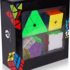 Apeiron Rubiks Cubes - Speed Cube - Set 4 In 1 - Brein Breker - SpeedCube Giftset - Pyraminx - Megaminx - Square 1 - Skewb